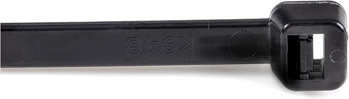 StarTech.com 10"(25cm) Cable Ties - 1/8"(4mm) Wide, 2-5/8"(68mm) Bundle Diameter, 50lb(22kg) Tensile Strength, Nylon Self Locking Zip Ties w/Curved Tip, 94V-2/UL Listed, 1000 Pack - Black, TAA