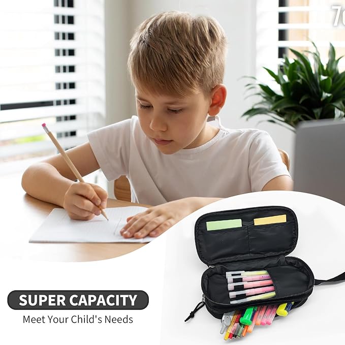 Tactica Pencil Case for Boys,Large Boys Pencil Pouch with Zipper Compartments, Big Capacity Pen Box Pen Bag Organizer for School College Office Kids Teen Boy Men Adult