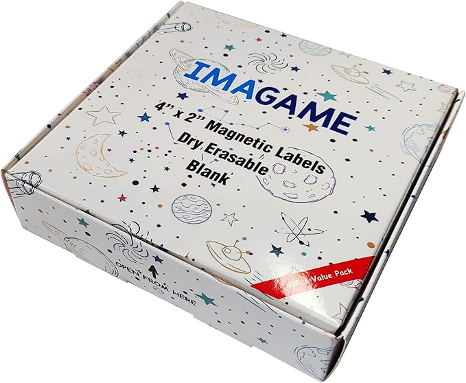 Dry Erase Magnets, Blank Magnetic Dry Erase Labels, 48-Pack, Erasable Magnets for Whiteboard, Multipurpose White Magnetic Labels to Write On for Classroom, Home, Education, Office, 4" x 2"
