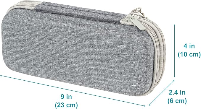 ProCase Pen Pencil Case, 2-Layer EVA Zipper Pencil Box Pouch Large Capacity Stationery Storage Organizer for School Office Supplies -Grey
