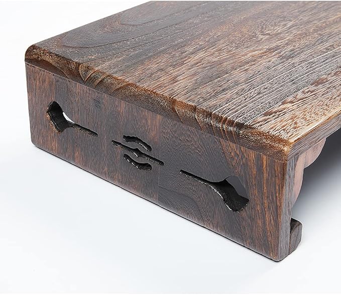 Low Wood Stool, Rectangular Bed Step Stool, Large Surface Step Ladder for Kitchen & Bathroom, Foot Rest Stool Under Desk, Portable Bed Table for Laptop and Tea