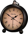 Vintage Alarm Clock, 5 inch Battery Operated Silent Non Ticking Snooze Small Clock with Night Light, Old Fashioned Desk Clock Decor for Bedroom, Bedside, Living Room, Room (Roman)