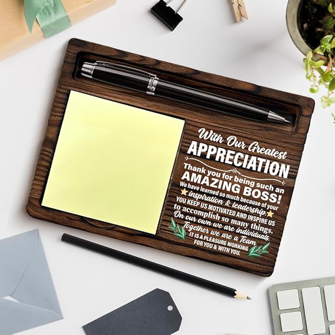 Boss Appreciation Gifts for Men, Gifts for Bosses Boss's Day Thank You Retirement Going Away Birthday, Best Boss Gift Sticky Note Holder for Office Decor