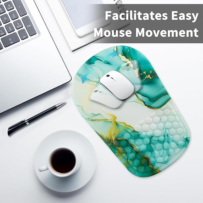 Ergonomic Mouse Pad with Wrist Support, Comfortable Memory Foam Mousepad with Massage Design and Non-Slip PU Base, Wrist Rest Mouse Pad for Office and Home, 12x8 Inch