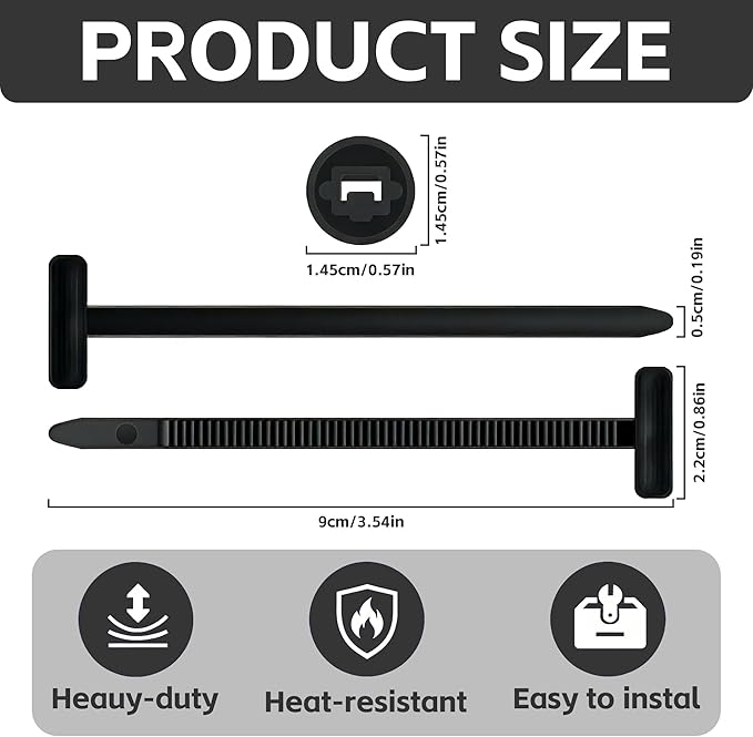 Nylon Universal Cable Tie Buckle, 2026 New Upgrade Heavy Duty Self-Locking Rivet Zip Ties Holder, Multifunctional Cable Tie Buckle for Car Daily Repair, Home, Office, Workshop (50 Pcs)
