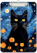 Rimilak Plastic Clipboards with Metal Clip, A4 Letter Size 9 x 12.5 in, Office Decorative for Students Women Men and Kids, Cute Custom Pattern, Starry Sky Cat