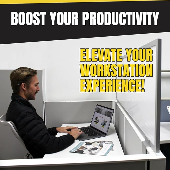 OBEX Privacy Screen & Office Panel Extender for Office Cubicles, Polycarbonate Desk Privacy Panel & Divider for Office Cubicle, 18" x 36", White