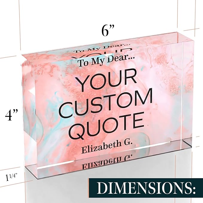 Personalized Gifts, Custom Quote Block Letter Board,Crystal-Clear Acrylic with Gift Box,17 Styles, Holiday and Christmas Gift for Mom, Dad, Girlfriend, Him or Her, Husband, Wife (4"x6", Stella)