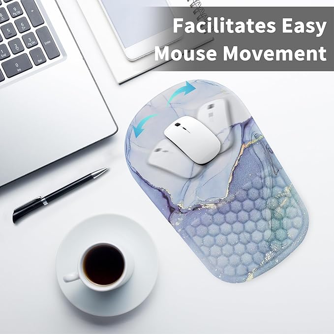 Ergonomic Mouse Pad with Wrist Support, Comfortable Memory Foam Mousepad with Massage Design and Non-Slip PU Base, Wrist Rest Mouse Pad for Office and Home, 12x8 Inch