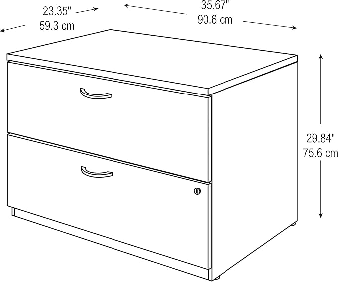 Bush Business Furniture Components 35-2/3"W x 23-3/10"D Lateral 2-Drawer File Cabinet, Hansen Cherry/Graphite Gray, Standard Delivery, WC24454C