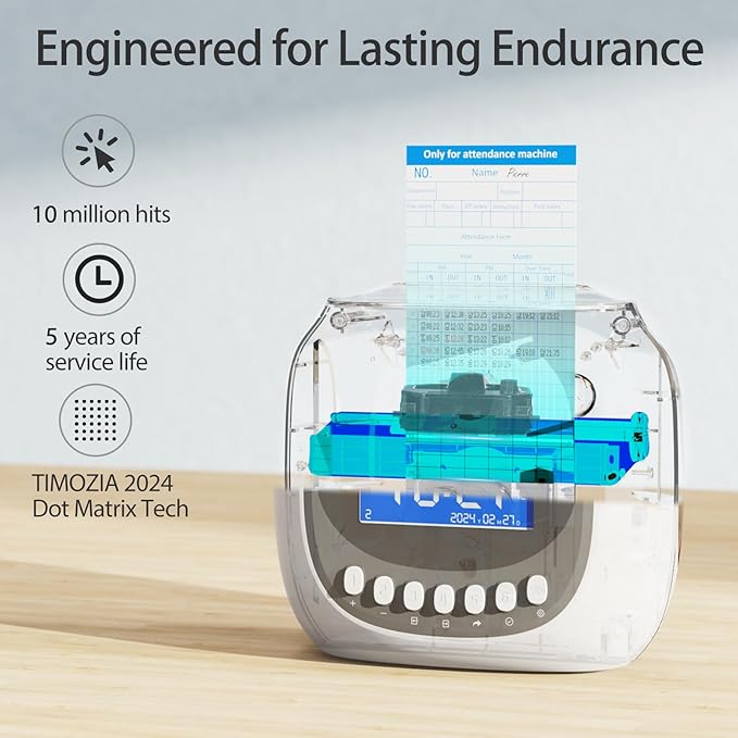 Time Clocks for Employees Small Business, Auto-Align Time Clock, 6 Punches per Day Time Machine | Clock in Machine for Employees with 100 Time Cards, 2 Ink Ribbons(1 Inside) and 1 Rack