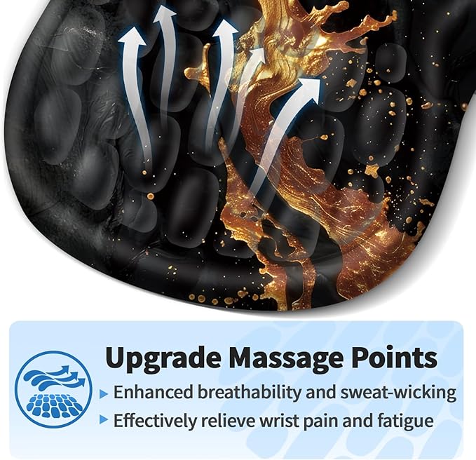 YIWEI Ergonomic Mouse Pad with Wrist Rest - Comfortable Office Mousepad with Memory Foam Wrist Support for Carpal Tunnel Relief, Mouse Pads with Non-Slip Base for Gaming and Home (Gold)