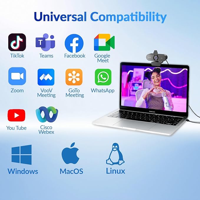 NEWORK 4K Webcam with Sony Sensor, PDAF Autofocus, 1080P@60FPS, 2 Noise Reduction Mics, Auto Light Correction, USB Plug&Play, Privacy Cover, 79°FOV, Streaming Camera for PC, Mac, Laptop, Video Calls