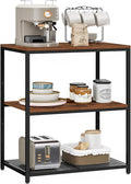 Kitchen Island with 3 Shelves, Kitchen Shelf with Large Workstation, Bakers Rack, Workbench, Metal Frame, Rustic Brown and Black