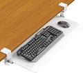 Keyboard Tray Under Desk, Pull Out Keyboard Tray with C Clamp Mount, 25.6" (29.7" Including Clamps) x 11.8" Slide-Out Platform Computer Drawer for Typing, Keyboard & Mouse Tray, White