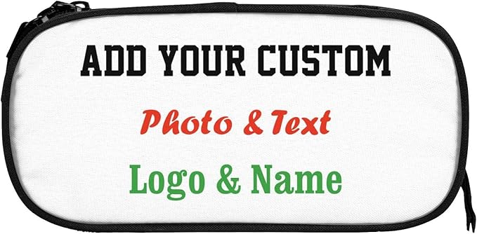 Custom Pencil Box with Photo/Text/Name, Personalized Pencil Case for Kids Boys Girls, Big Capacity Canvas Storage Pouch Marker Pen Bag Stationery Organization Bag for Office School