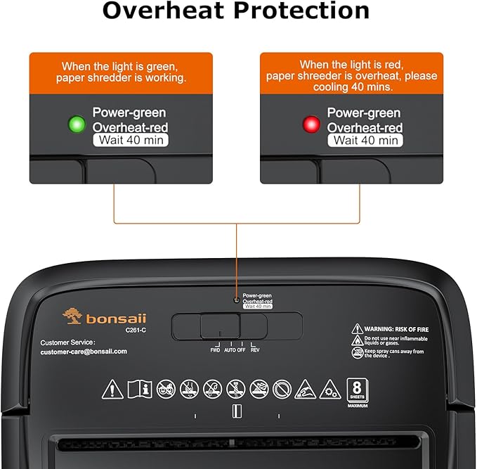 Bonsaii Paper Shredder, 8-Sheet Crosscut Shredder with 4.2 Gallon Bin Shred Credit Card/Mail/Staple/Clip for Home Office, P-4 Security Level (C261-C)