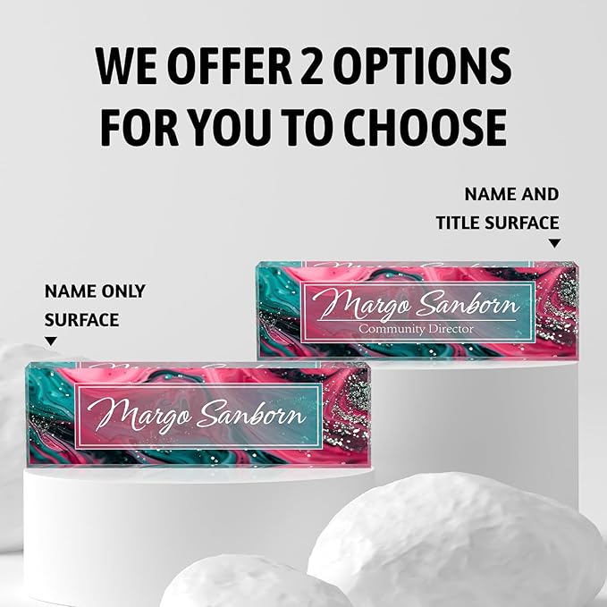 Personalized Name Plate for Desk, Custom Desk Name Plate, Acrylic Name Plate Office Desk Accessories, Personalized Office Gifts for Coworkers Teachers, Employee Appreciation Gifts (C-Teal Spark)