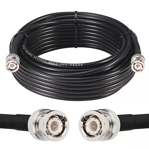 BNC Cable - 35FT RG58 50 ohm Male to Male Coax Cables Low Loss BNC Extension Coaxial Cable with for Antennas, RF Radios, Modems, Oscilloscopes, Spectrum, etc (Black)