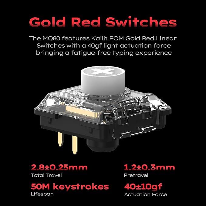 IQUNIX MQ80 Low Profile Mechanical Keyboard for Work and Gaming Tri Mode Wireless Wired CNC Aluminum Hot Swappable RGB Backlit Long Battery Life VIA Support (Silver)