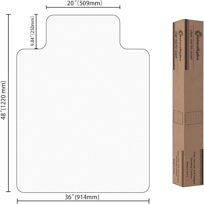 Naturehydro Office Chair Mat for Hardwood Floor, 48" x 36" Transparent Floor Protector,Easy Glide Rolling Desk Chair Floors Mat, BPA and Phthalates Free (with Lip)