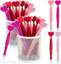Crtiin 100 Pcs Valentine's Day Heart Shaped Pens Black Gel Ink Novelty Valentine Party Favor 1.0 mm Heart Ballpoint Pens for Men Women Office Valentine's Day Wedding Party Supply (Colorful)