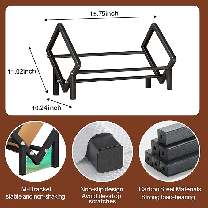 Stainless Steel Tabletop Bookshelf Desk Book Organizer for Book Lover and Record Holder, Desktop Storage Book Rack for Magazine/CDs/Books Display, Small Desktop Bookcase in Office/Home /Living Room