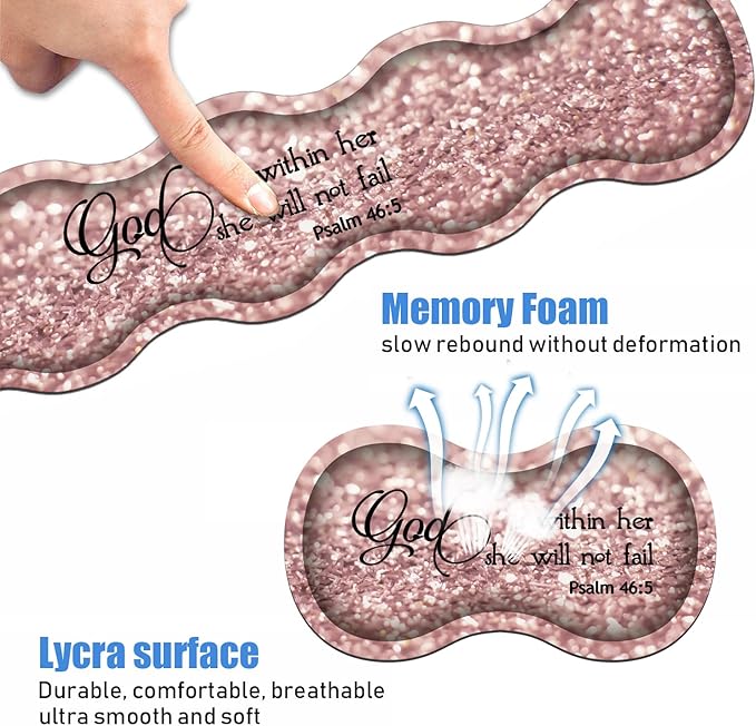 Ergonomic Keyboard Wrist Rest & Mouse Pad Wrist Rest Set, Large XXL Gaming Desk Mat 31.5"x 11.8", Non-Slip Base, Memory Foam, Easy Typing Pain Relief for Office & Home, Quote Bible Verses Psalm 46:5