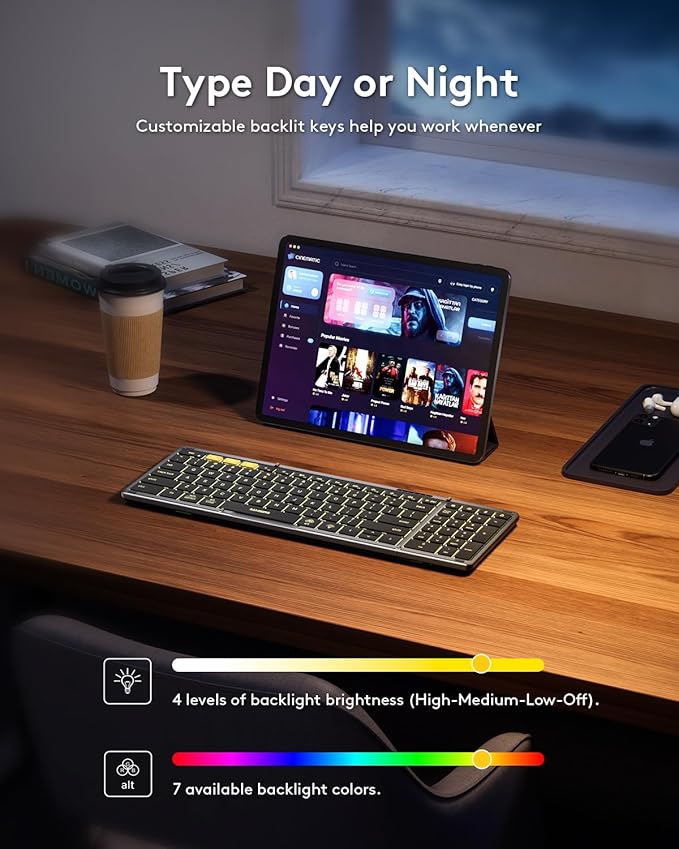 Foldable Bluetooth Keyboard with Numeric Keypad, Samsers Full-Size Wireless Folding Keyboard with Backlight, Portable Travel Keyboards for iOS Android Windows Mac OS, Support 3 Device(BT5.1 x 3), Gray