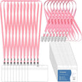 100 Pcs Lanyards for ID Badges and 100 Pcs Clear Name Tag Holders Reusable Lanyard with Clip Plastic ID Card Badge Holder Name Badges for Adults Kids Business School Office Supplies (Pink)