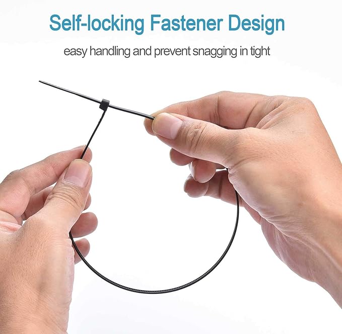 100pcs Cable Zip Ties Heavy Duty 12 Inch, Premium Plastic Wire Ties with 50 Pounds Tensile Strength, Self-Locking Black Nylon Zip Ties for Indoor and Outdoor