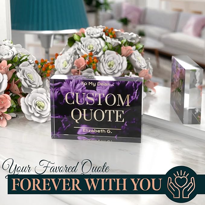 Custom Acrylic Sign Personalized, Custom Desk Name Plate, 18 Styles, (4"x6"), With Gift Box, USA Made by Acryluxe. (Blossom)