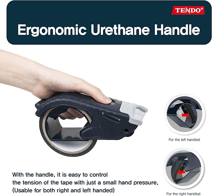 Packing Tape Dispenser: TENDO° Home & Office Line – Great for Box Sealing, Packaging, Shipping & Moving with Patented 10° Sloped Chromium Blades, 1.77’’ ~ 2’’ X 109 yd. - SY-123_Navy