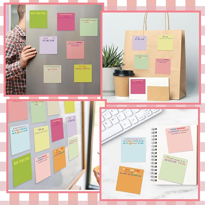 Yinder 24 Pcs Employee Appreciation Sticky Notes New Year Gift Bulk Motivation Sticky Note Pads Inspirational Gift for Teacher Nurse Staff Coworker Office Supply 3 x 3'' (Appreciation,Vivid)