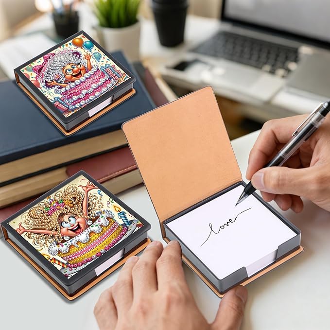 2 pcs Surprise Diamond Painting Kit Note Box,Memo Paper Storage Box Diamond Art,Sticky Note Holder Diamond Art,Diamond Painting Memo Pad For Office Desk. (Surprise)