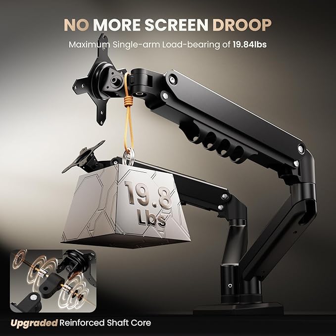 SIAGO Dual Monitor Stand, 15 to 32 Inch Monitor Arm, Adjustable Monitors Mount with C-Clamp and Grommet Installation, Made of Iron and Al, VESA Monitor Stand for Desk - Fits 4.4 to 19.8lbs Monitors