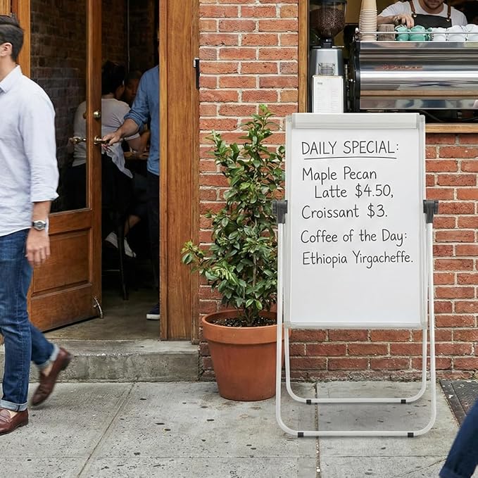 U-Stand Magnetic Whiteboard Easel 36 x 24 Inch, Double Sided Dry Erase Board with Flipchart Paper Pad (25 Sheets)- Height Adjustable Standing Whiteboard for Modern Home Office, Homeschool & Studio