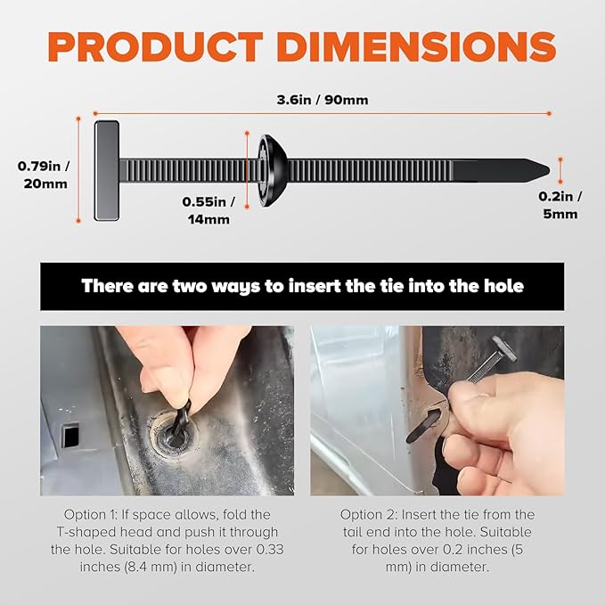 Nylon Universal Cable Tie Buckle - Upgrade Fastening Clip Zip Ties for Car Repairs 100PCS - Carbon
