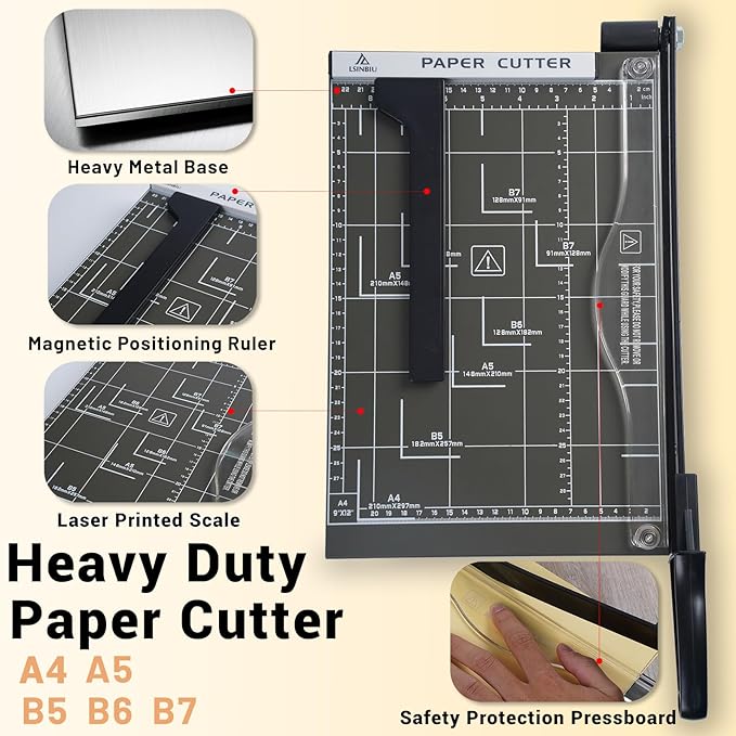 Paper Trimmer Cutter for Office and Crafts, Heavy-Duty, Portable Paper Slicer, 12-Inch, 10-15 Sheets Cardstock