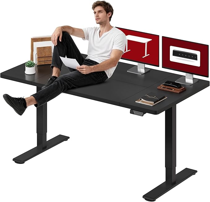SANODESK Standing Desk Height Adjustable Electric Stand up Desk 71x32 Inches Sit Stand Home Office Desk with Splice Board, Black Frame/Black Top