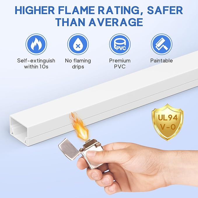 315in Cord Hider Kit, Paintable Cable Raceway, Cord Covers for Wires on Wall, Cord Hider for Wall Mount tv, tv Cable Hider Wall kit, Wire Covers for Cords, W0.59in X H0.4in, White