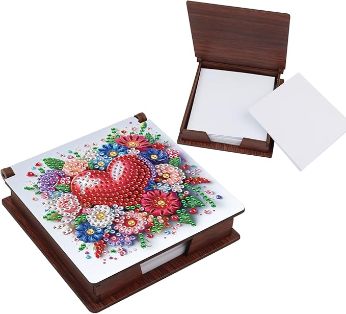 Formeydemi Diamond Painting Kit Note Box,Memo Paper Storage Box Diamond Art,Sticky Note Holder Diamond Art,Diamond Painting Memo Pad For Office Desk. (Love)