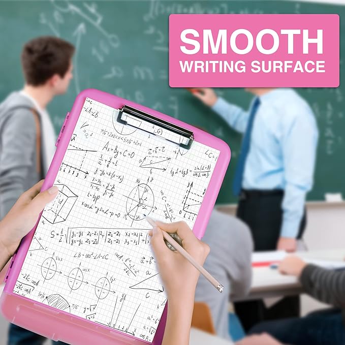 Sooez Clipboard with Storage, High Capacity Nursing Clip Board 8.5 x 11 with Pen Holder & Low Profile Clip, Plastic Clipboards Case Box, Teacher Must Haves School Office Supplies,Letter Size/ A4