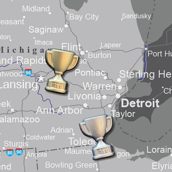 1st Place Trophy Push Pins - Silver First Place Trophy Map Pins for Cork Boards, Maps, or Lapel Use - Designed in USA - Set of 20