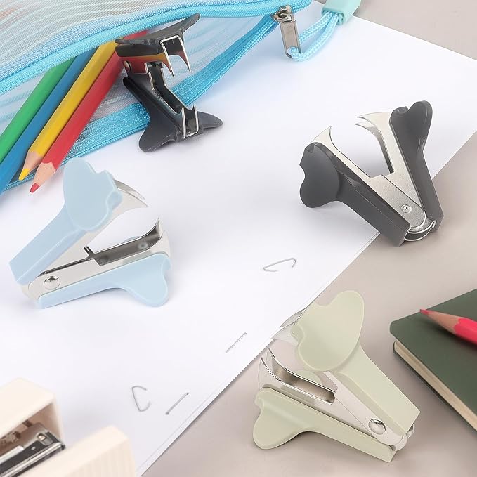 ZZTX 3 Pack Staple Remover Staple Puller Removal Tool for Home, School, Office (Blue, Green, Dark Gray)