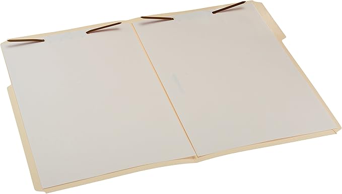Amazon Basics Manila File Folders with Fasteners for Organized Filing, Letter Size, Light Brown, 100-Pack
