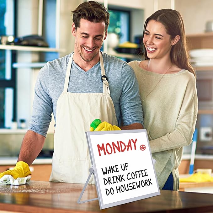 Small Dry Erase White Board, Magnetic Desktop Whiteboard with Stand, Dry Eease Board Mini Easel Double Sided on Table Top with Holder for Kids Drawing, Teacher Instruction