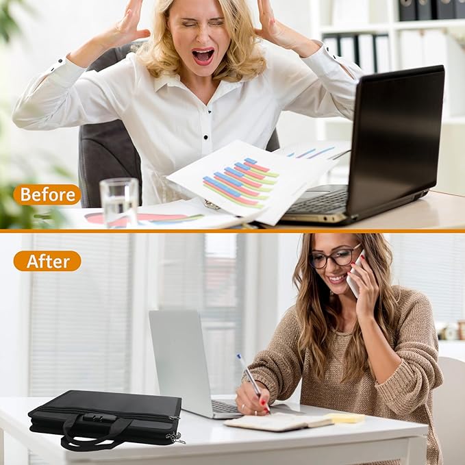 File Organizer Fireproof Expanding Accordion File Folder with Lock Zipper Labels13 Pockets Document Organizer Holder Storage Box Bag for Business Office Receipt Home Travel