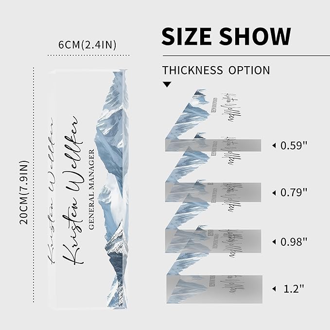 Desk Name Plate Personalized Name Plate for Desk, Office Desk Decor, 3D Style Personalized Plaque Name Plates for Desks Custom Appreciation Gifts for Boss Lady Employee Coworkers (Mountains)