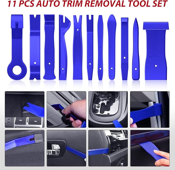 Nilight Trim Removal Tool 102 Pcs, Auto Push Pin Bumper Retainer Clip Set Fastener Terminal Remover Tool Round Handle Crowbar Kit Car Panel Radio Removal Auto Clip Pliers